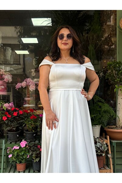 SUNAYBUTİK BEYAZ iP ASKISI TAŞ DETAYLI KORSE MODEL KİLOŞ ABİYE