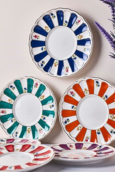 Perotti Std Balat 6-Piece 6-Color Porcelain Tea Plate Set Acem