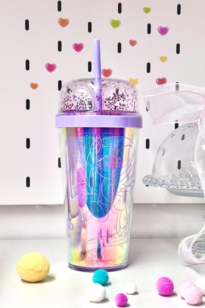 Miniso My Little Pony Lisanslı Çift Cidarlı Pipetli Su Şişesi 480ml