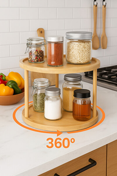 Mottogo Bamboo 2-Tier Rotating Stand| Presentation Case