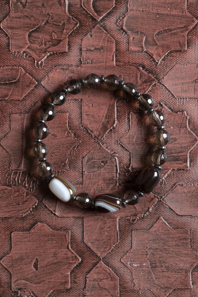 Saff Doğal Taş Sertifikalı Doğal Dumanlı Kuvars, Akik ve Hematit Bileklik – Saff Doğal Taş