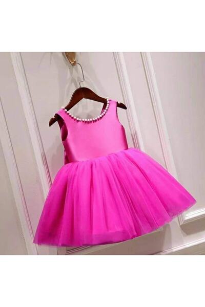 Da&Mira Kız Çocuk Fuşya Renk Doğum Günü Parti Özel Gün Elbisesi