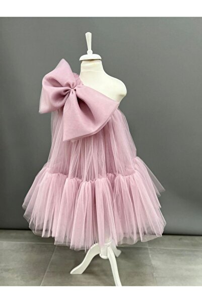 Da&Mira Kız Çocuk Pudra Renk Doğum Günü Parti Özel Gün Elbisesi
