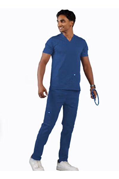 RZ Scrub Comfortable lycra fabric with many pockets, carefully crafted to maintain its petroleum color.