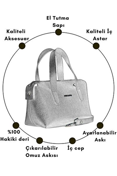 Meskanto Handy Genuine Leather Women's Handbag, Shoulder and Arm Bag with Removable Strap