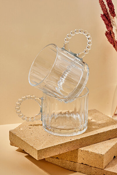 Perotti Std Ringo Dream Line 2-Piece 325 ml Glass Mug Beaded Handle Mug Set