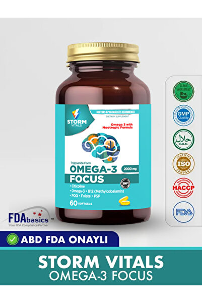 STORM VİTALS Storm Vitals Omega Focus Sitikolin-omega- B12 Complex-güçlü Zihin Formülü- 60 Softjel