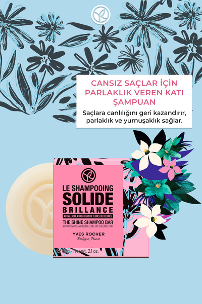 Yves Rocher Parlaklık Veren Katı Şampuan - Cansız Saçlar / Brillance - SLS,SLES içermez,Tuzsuz, Vegan -60gr