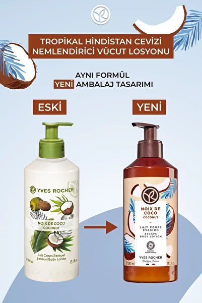 Yves Rocher Body Lotion - Moisturizing and Nourishing Tropical Coconut-Vegan-390Ml