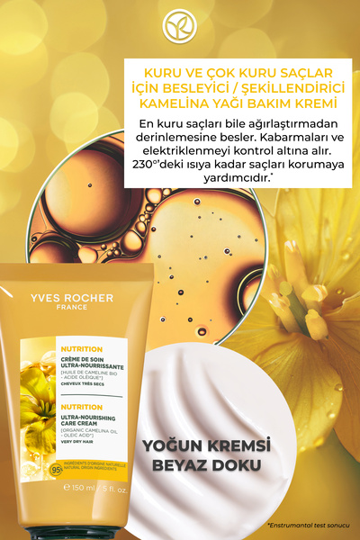 Yves Rocher Besleyici/Şekillendirici Bakım Kremi - Kuru Çok Kuru Saçlar / Nutrition - Vegan -Durulanmaz-150ml