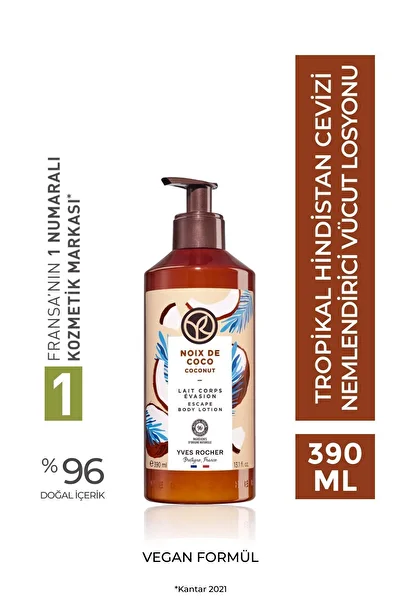 Yves Rocher Body Lotion - Moisturizing and Nourishing Tropical Coconut-Vegan-390Ml