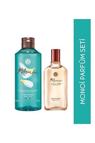 Yves Rocher Orjinal Boy Monoi Saç Vücut Şampuanı, Monoi EDT Seti