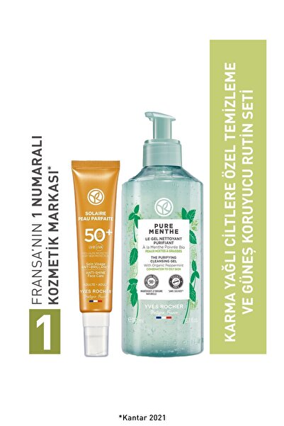 Yves Rocher Karma Yağlı Ciltlere Özel Temizleme ve Güneş Koruyucu Rutin Seti-...