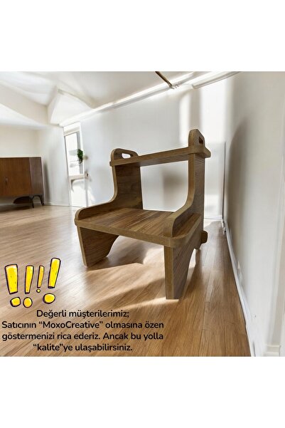 MoxoCreative Basamaklı Ahşap Tabure/Banyo&WC&Mutfak Merdiveni/Yükseltici/ Montessori Eğitim