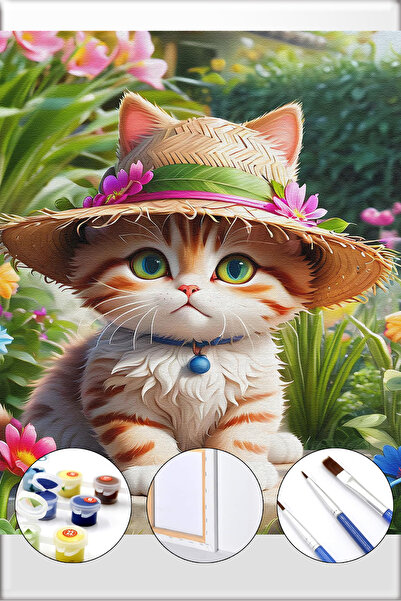 İZSA HOBİ Sayılarla Boyama Hobi Seti 40x50 Çerçeveli Numaralı Tuval Fırça Boy...