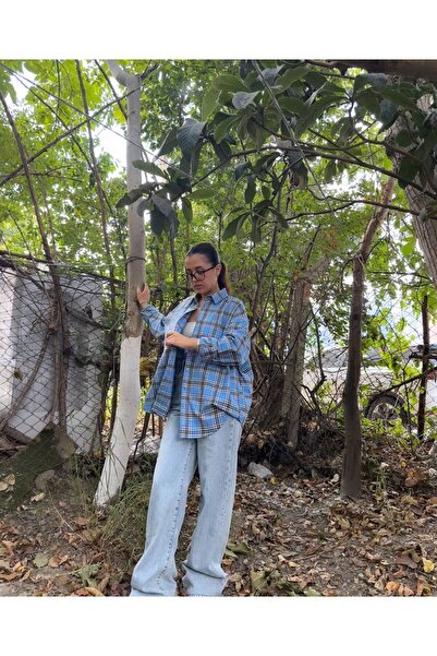 eBaa fashıon KARE DESEN OVERSİZE GÖMLEK