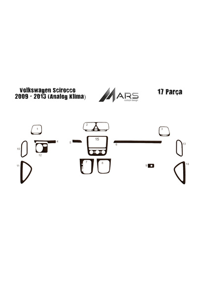 Marscockpitdesign فولكس واجن شيروكو كونسول-توربيدو 2013 14 قطعة (مكيف هواء تن...