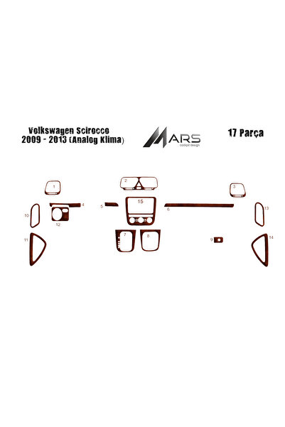 Marscockpitdesign فولكس واجن شيروكو كونسول-توربيدو 2013 14 قطعة (مكيف هواء تن...