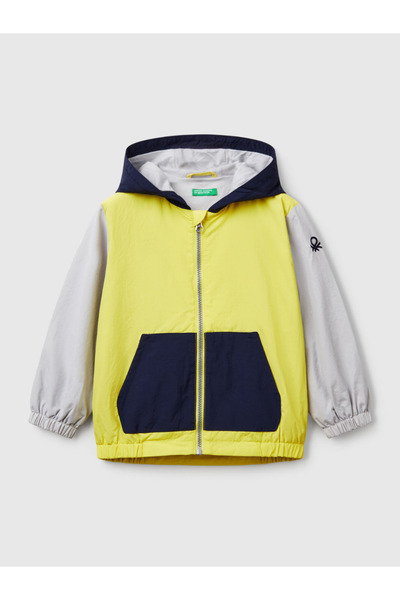 Benetton معطف واق من المطر ملون - لون أصفر للأولاد والأطفال من سن 1 إلى 6 سنوات