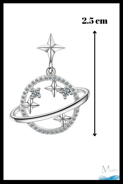 MAZEN Non-Tarnish Galaxy Juping Earrings |   Special Product |   Sparkling Silver Color Design with Stones |   Modern and Stylish