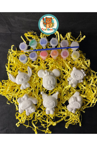 CRAFTBOXTR 6'LI SEVİMLİ KAHRAMANLAR TAŞ BOYAMA SETİ /Kendin Yap,dıy, Doğum Gü...