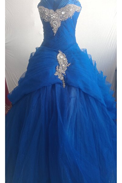 Ebr Nişanlık Abiye Boncuklu mavi 38 Beden Arkası Klipalı 40 Bedene De Olabilir.