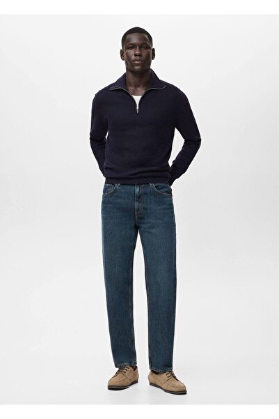 MANGO Man Mikro yapılı fermuarlı yaka kazak