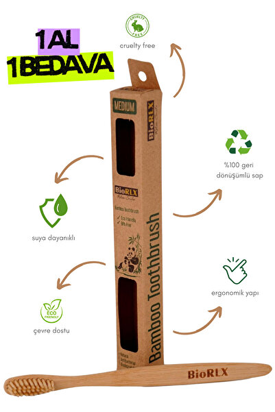 BioRLX Bambu Saplı Diş Fırçası Orta Sertlikte Kıl Fırça 1 Adet