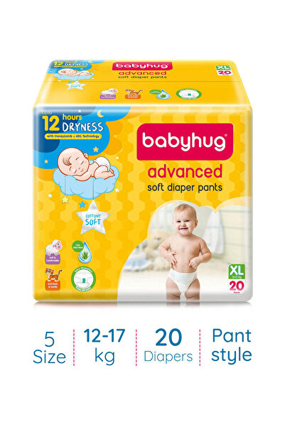 Babyhug حفاضات بنطلونية متقدمة مع خلاصة الصبار، مقاس 5 - 20 قطعة