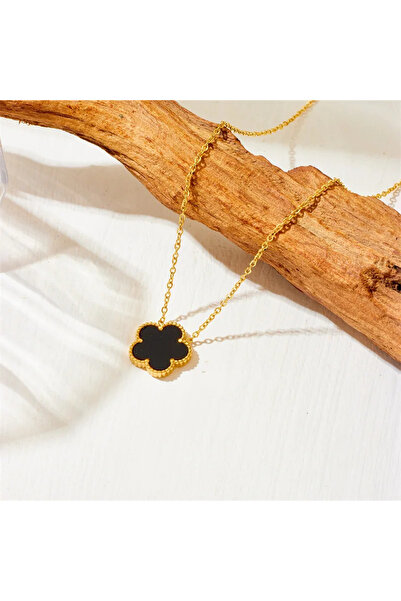 Clover Necklace Gold Black | Mother's Day Gift | Women