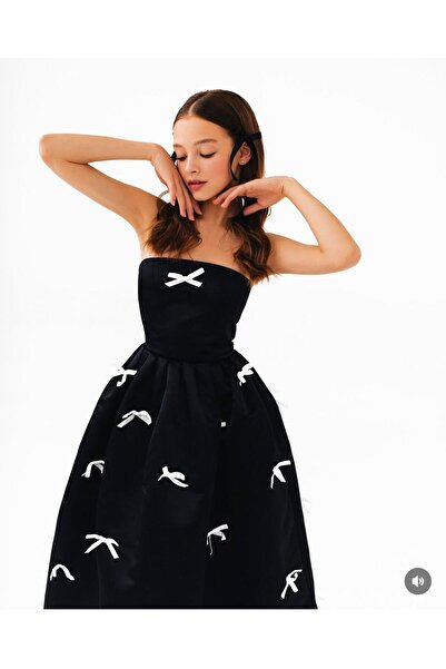 Laviella Kids Couture Kız Çocuk Fiyonk Detaylı Midi Boy Siyah Elbise