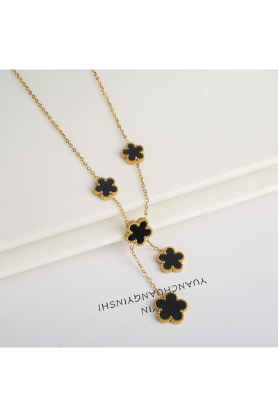 Kuşkaya Ticaret قلادة يونكا ذهبية سوداء 5 قطع |   هدية عيد الحب في 14 فبراير ...