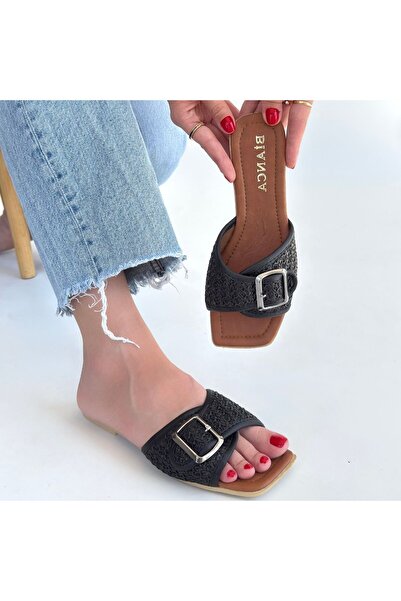 buğrahayalin Revin Black Skin Slippers