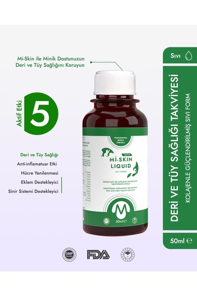 Miniklisi Kedi Köpek Deri Tüy Ve Tırnak Bakım Takviyesi 50 ml Mi-Skin