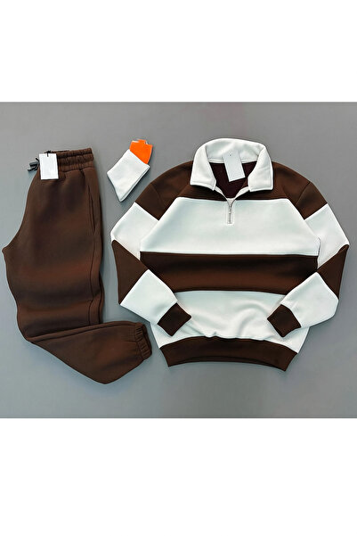 BRLKN UNISZEX FÉLcipzáras tréningruha szett 3 szál pamut ÚJ SZEZON