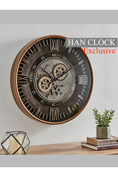 Ornamenti Design Clenton Metal Çarklı Duvar Saati 60 Cm (BAKIR)