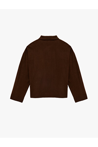 Koton Fermuarlı Polo Yaka Uzun Kollu Oversize Kazak