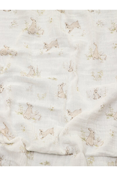 Kai Baby Bunny 100% Organic Cotton Double Layer Muslin Set of 4 Mouth Wipes