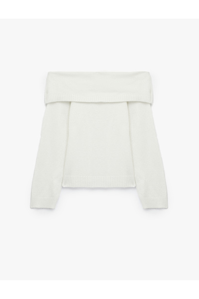 Koton Long Sleeve Off-the-Shoulder Knitwear Sweater