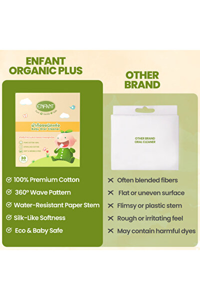 ENFANT EF 30Pcs Baby Oral Cleaner Tooth Tongue Brush Infant Tongue Cleaner Soft Gauze For Baby