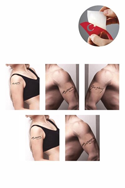 Airbrush Tattoo Atatürk İmza Sembolleri Hint Kınası İle Geçici Dövme Yapma Seti