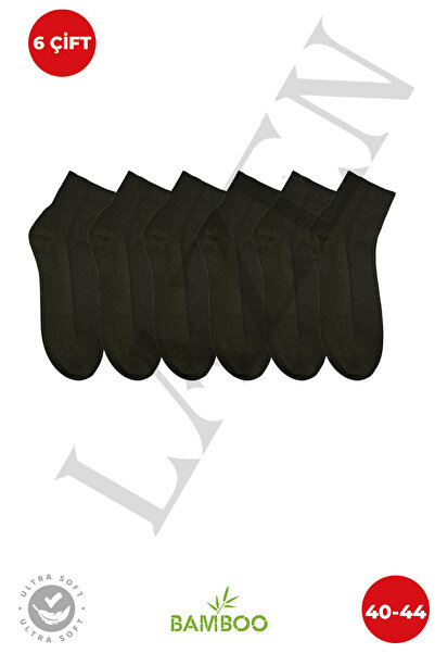 Lazen Men's Bamboo Booties Socks - 6 Pair Set - Daily Comfortable Use - Soft and Flexible Structure - Khaki