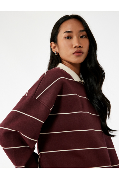 Koton Long Sleeve Polo Neck Oversize Sweatshirt