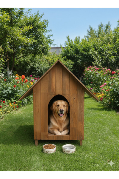 worldofwood Orta Boy Irk Köpekler Için Doğal Ahşap Kulübe Dış Mekan Köpek Evi