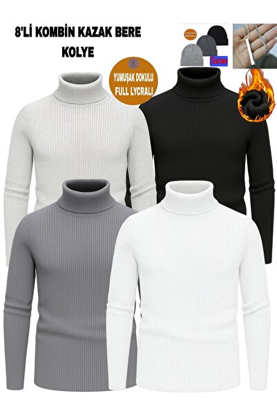 EMKA GİYİM Beretă de pulover combinată cu gât roscat din 8 piese