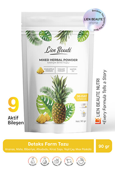 Lien Beaute Bromelain Ananas Içeren Doğal İçerikli Detoks Form Çayı Tozu 1 Aylık Kullanım