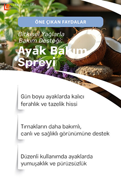 Lien Beaute Ayak Ayakkabı Koku Giderici , Tırnak , Cilt Bakım Destek , Ferahlatıcı , Nemlendirici Sprey