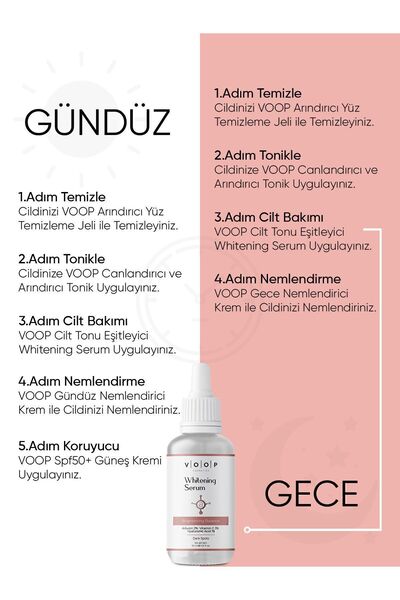 VOOP Cilt Beyazlatıcı Aydınlatıcı Leke Karşıtı Bakımı Serum %2 Arbutin %3 Vitamin C %1 Hyaluronik