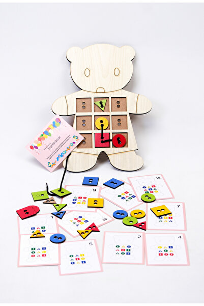 WoodStory Eğitici Ahşap Ayıcık Oyunu ve İp Geçirme Çalışması Montessori