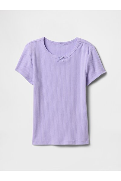 GAP Kız Çocuk Mor Pointelle T-Shirt